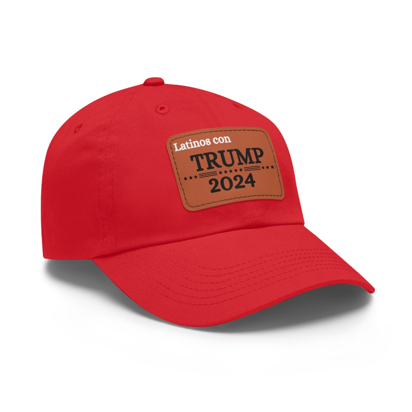 Dad Hat with Leather Patch Latinos con Donald Trump 2024 (Rectangle)