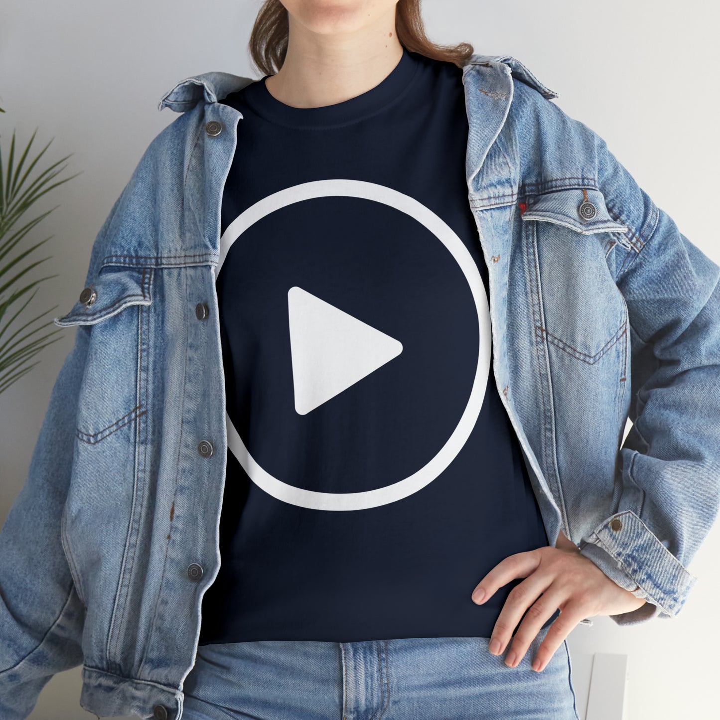 Play Button, Play On, Turn On, Play Icon, You Tube Play, Unisex Heavy Cotton Tee