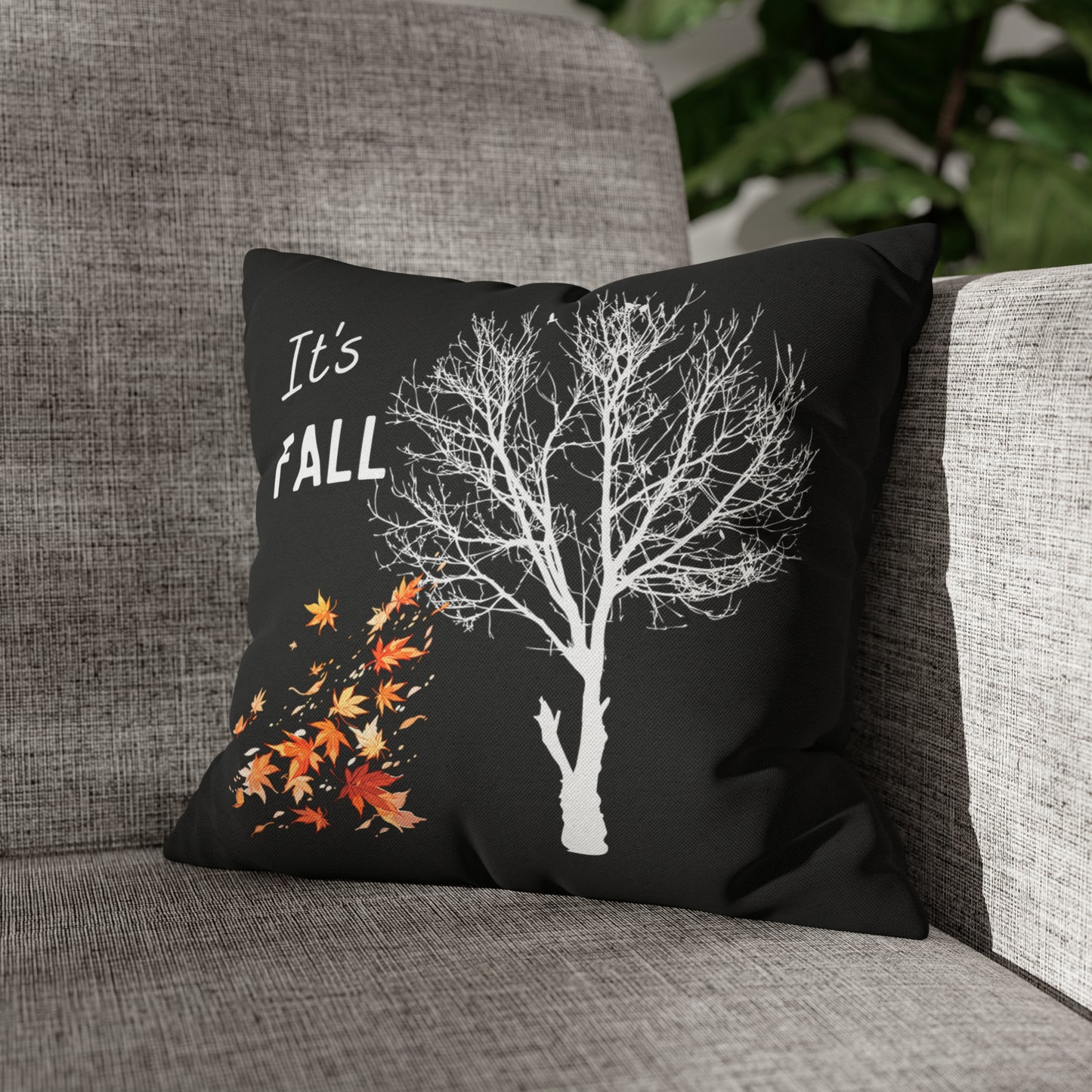 It's Fall, Black pillow cover double sided prints designs, 14x14 Spun Polyester Square Pillow Cover