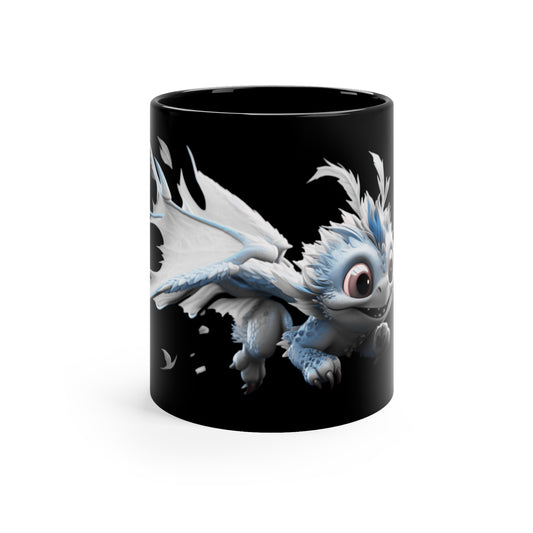 Cute Little Blue Dragon 11oz Black Coffee Mug