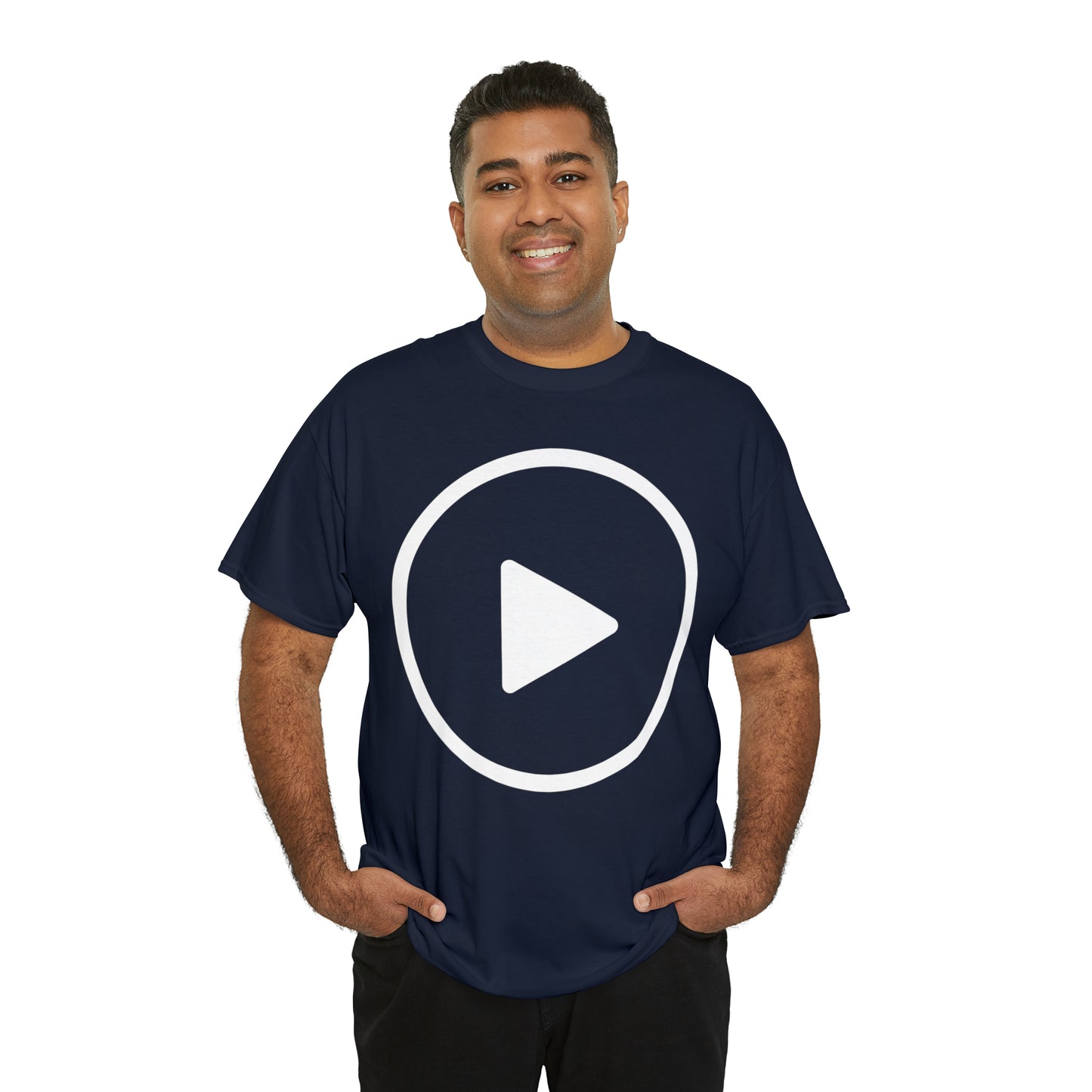 Play Button, Play On, Turn On, Play Icon, You Tube Play, Unisex Heavy Cotton Tee