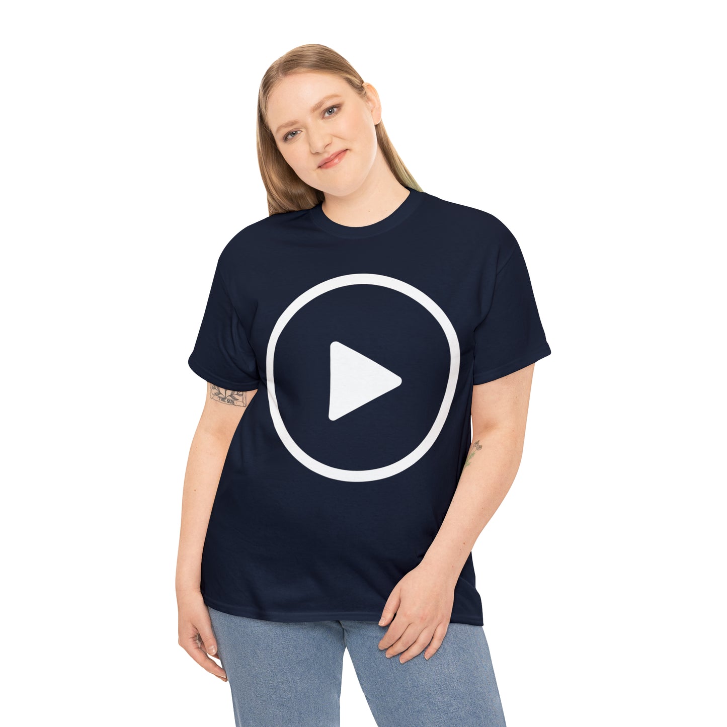 Play Button, Play On, Turn On, Play Icon, You Tube Play, Unisex Heavy Cotton Tee