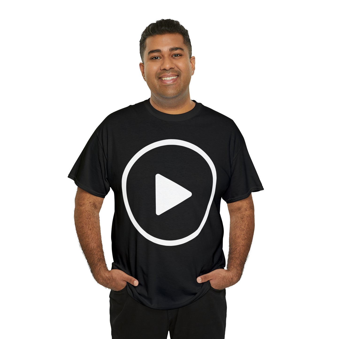 Play Button, Play On, Turn On, Play Icon, You Tube Play, Unisex Heavy Cotton Tee