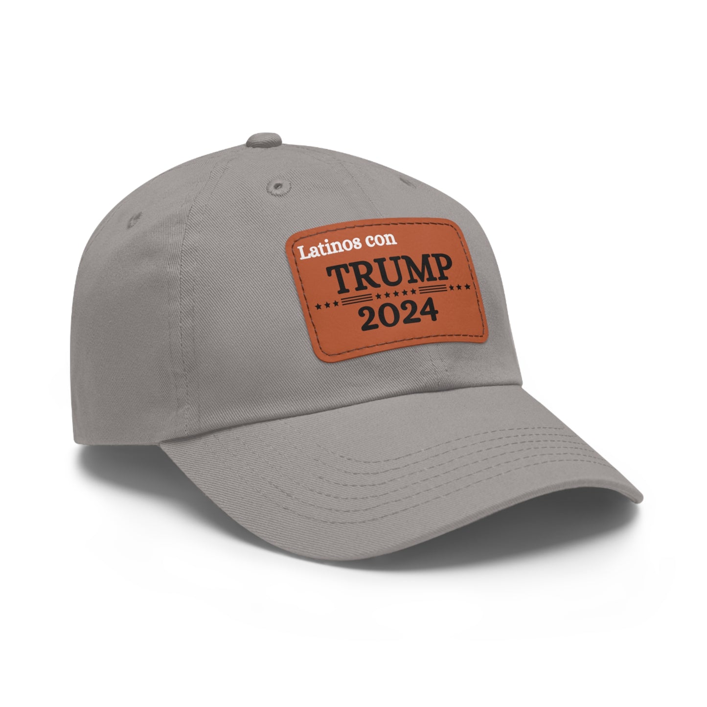 Dad Hat with Leather Patch Latinos con Donald Trump 2024 (Rectangle)