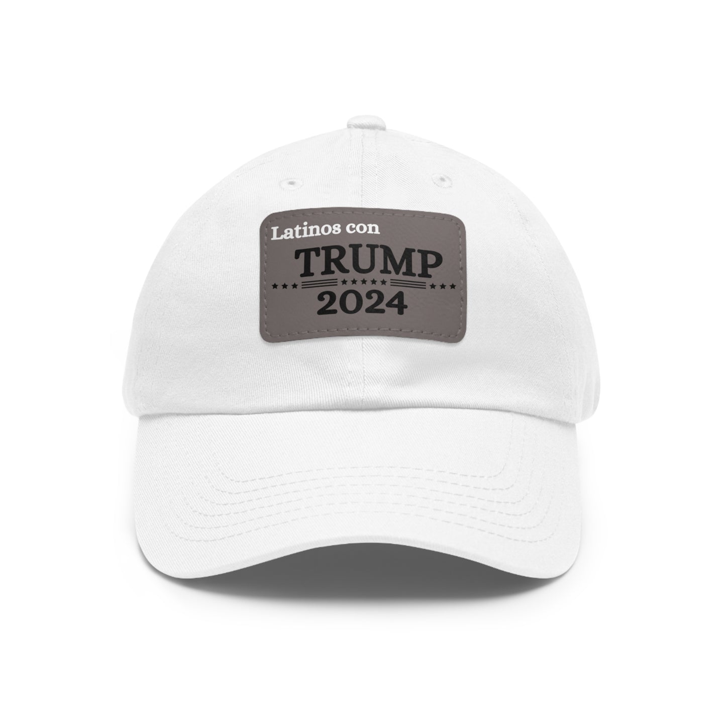 Dad Hat with Leather Patch Latinos con Donald Trump 2024 (Rectangle)