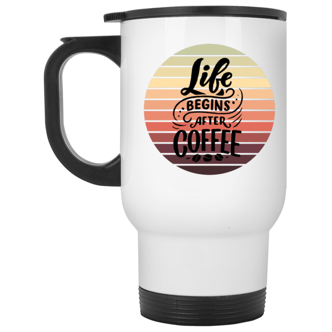 Life Begins After Coffee - 14 oz. White Travel Mug