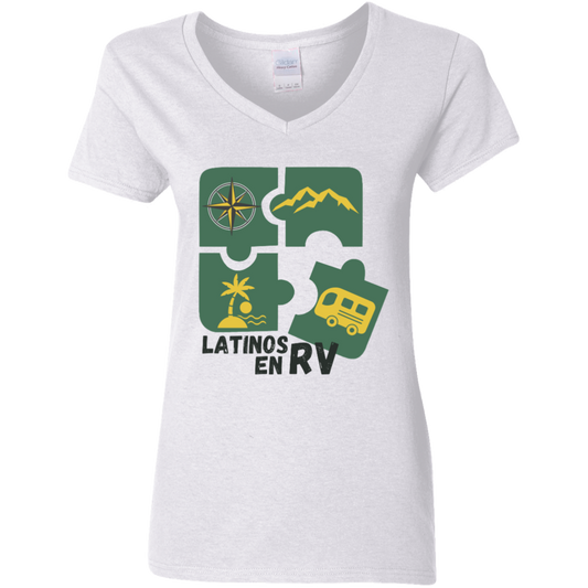 Latinos en RV Ladies' 5.3 oz. V-Neck T-Shirt