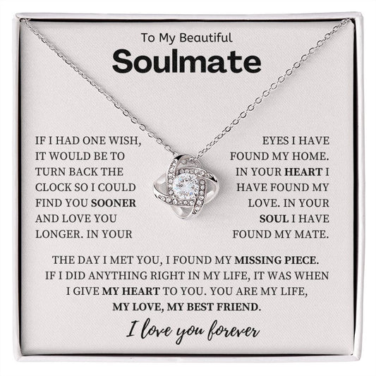 To My Beautiful Soulmate, Love Knot Necklace