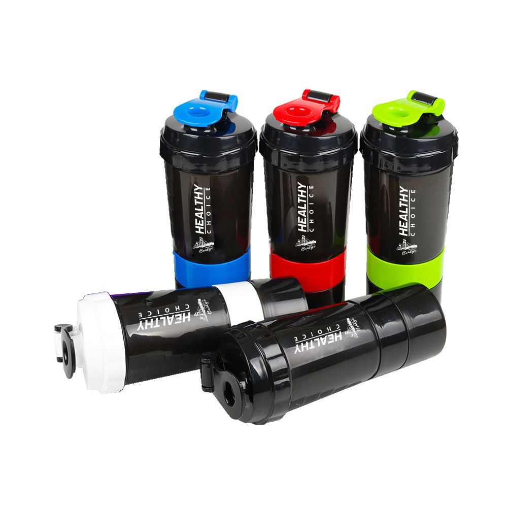 3 in 1 Shake Sport Fitness Gym Drinking Water Bottle, 500ml, 20oz